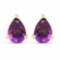 Certified 4.20 CTW Genuine Amethyst And 14K Yellow Gold Earrings Center Stone 4.20 CTW Pear Center S