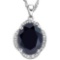 5.55 CTW BLACK SAPPHIRE & (16 PCS) DIAMOND 10KT SOLID WHITE GOLD PENDANT