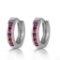 0.85 CTW 14K Solid White Gold Hoop Huggie Earrings Purple Amethyst