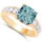 Certified 1.85 CTW Genuine Bule Topaz And Diamond 14K Yellow Gold Ring