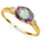 1.18 CTW MYSTIC GEMSTONE & GENUINE DIAMOND 10K SOLID YELLOW GOLD RING