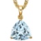 0.7 CTW AQUARMARINE 10K SOLID YELLOW GOLD TRILLION SHAPE PENDANT