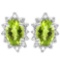 0.98 CT PERIDOT AND ACCENT DIAMOND 10KT SOLID WHITE GOLD EARRING