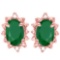 0.79 CT EMERALD AND ACCENT DIAMOND 10KT SOLID ROSE GOLD EARRING