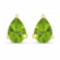 Certified 4.40 CTW Genuine Peridot And 14K Yellow Gold Earrings Center Stone 4.40 CTW Pear Center St