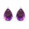 Certified 4.20 CTW Genuine Amethyst And 14K White Gold Earrings Center Stone 4.20 CTW Pear Center St