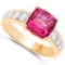 Certified 2.35 CTW Genuine Ruby And Diamond 14K Yellow Gold Ring