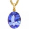 1.3 CTW LAB TANZANITE 10K SOLID YELLOW GOLD OVAL SHAPE PENDANT