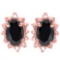 1.20 CT BLACK SAPPHIRE AND ACCENT DIAMOND 10KT SOLID ROSE GOLD EARRING