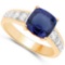 Certified 2.45 CTW Genuine Blue Sapphire And Diamond 14K Yellow Gold Ring