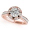 CERTIFIED 18K ROSE GOLD 1.30 CT G-H/VS-SI1 DIAMOND HALO ENGAGEMENT RING