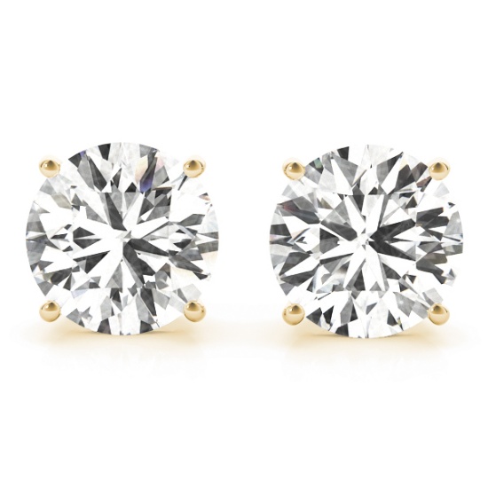 CERTIFIED 0.4 CTW ROUND I/I2 DIAMOND SOLITAIRE EARRINGS IN 14K YELLOW GOLD