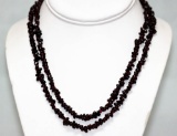 260.01  CTW Natural Un-Cut Garnet beads Necklace