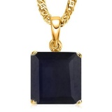 1.25 CTW BLACK SAPPHIRE 10K SOLID YELLOW GOLD SQUARE SHAPE PENDANT