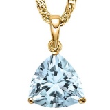 0.7 CTW AQUARMARINE 10K SOLID YELLOW GOLD TRILLION SHAPE PENDANT