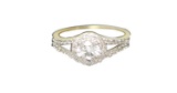 CLEAR CZ HALO RING W/ 14K GOLD POLISH ON .925 STERLING