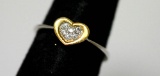 .925 STERLING SILVER HEART SHAPED RING W/ CZ
