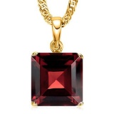 1.35 CTW GARNET 10K SOLID YELLOW GOLD SQUARE SHAPE PENDANT