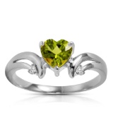 1.26 Carat 14K Solid White Gold Ring Diamond Peridot