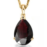 0.9 CTW GARNET 10K SOLID YELLOW GOLD PEAR SHAPE PENDANT