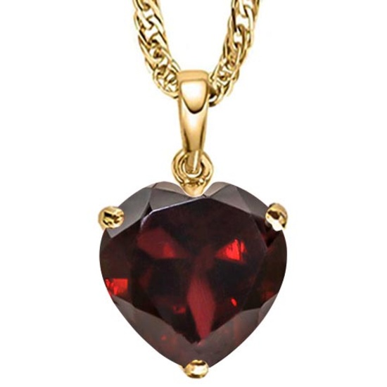 0.8 CTW GARNET 10K SOLID YELLOW GOLD HEART SHAPE PENDANT