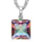 0.95 CTW MYSTICS GEMSTONE 10K SOLID WHITE GOLD SQUARE SHAPE PENDANT