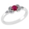 Certified .39 CTW Genuine Ruby. And Diamond (G-H/SI1-SI2) 14K White Gold Ring