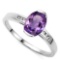 1.00 CTW AMETHYST & GENUINE DIAMOND 10K SOLID WHITE GOLD RING