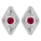 Certified 1.46 Ctw Ruby And Diamond 18k White Gold Halo Stud Earring