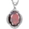 5.17 CTW GENUINE GARNET & (16 PCS) DIAMOND 10KT SOLID WHITE GOLD PENDANT