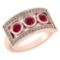 Certified 0.72 Ctw Ruby And Diamond Wedding/Engagement Style 14k Rose Gold Halo Rings