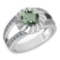 Certified 1.58 Ctw Green Amethyst And Diamond Wedding/Engagement Style 14K White Gold Halo Ring (VS/