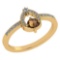 Certified .36 CTW Genuine Smoky And Diamond (G-H/SI1-SI2) 14K Yellow Gold Ring