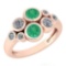 Certified 1.16 Ctw Emerlad And Diamond 14K Rose Gold Halo Ring (VS/SI1)