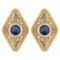 Certified 1.46 Ctw Blue Sapphire And Diamond 18k Yellow Gold Halo Stud Earring