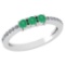 Certified 0.23 Ctw Emerlad And Diamond 18k White Gold Halo Ring