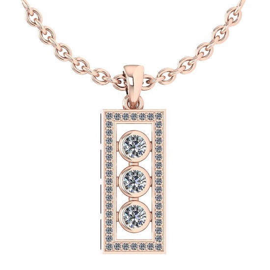Certified 0.74 Ctw Diamond Necklace For womens New Expressions of Love collection 14K Rose Gold
