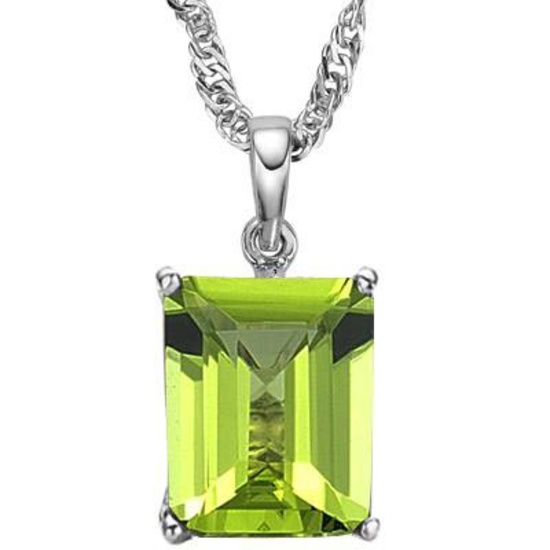 1.15 CTW PERIDOT 10K SOLID WHITE GOLD SQUARE SHAPE PENDANT