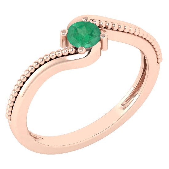 Certified 0.50Ctw Genuine Emerald 14K Rose Gold Ring