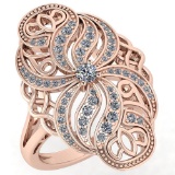 Certified 0.59 Ctw Diamond Wedding/Engagement Style 14k Rose Gold Halo Rings (SI2/I1)