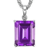 1.0 CTW AMETHYST 10K SOLID WHITE GOLD OCTWAGON SHAPE PENDANT
