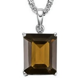 0.9 CTW SMOKEY 10K SOLID WHITE GOLD OCTWAGON SHAPE PENDANT