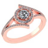 0.73 Ctw Diamond 14k Rose Gold Halo Ring