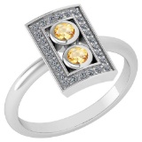 Certified 0.31 Ctw Citrine And Diamond 14K White Gold Halo Ring (VS/SI1)