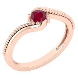 Certified 0.50Ctw Genuine Ruby 14K Rose Gold Ring