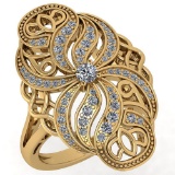 Certified 0.59 Ctw Diamond Wedding/Engagement Style 14k Yellow Gold Halo Rings (SI2/I1)