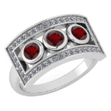 Certified 0.72 Ctw Garnet And Diamond Wedding/Engagement Style 14K White Gold Halo Ring (VS/SI1)