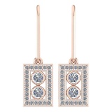Certified 0.62 Ctw Diamond 14K Rose Gold Wire Hook Earrings
