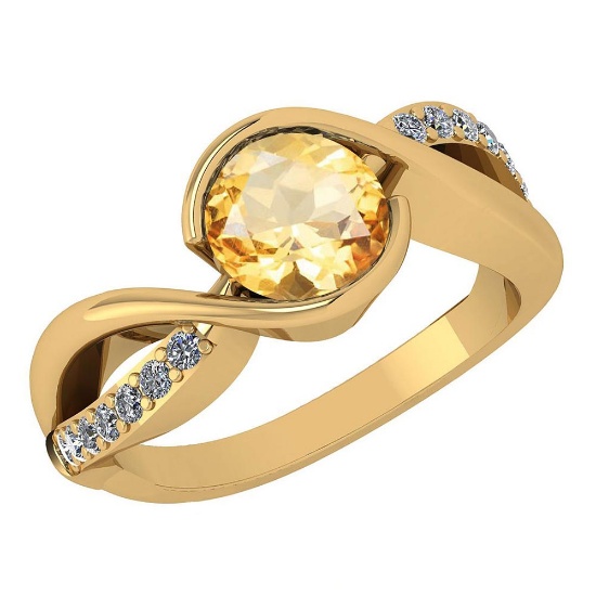 Certified 1.44 Ctw Citrine And Diamond 14k Yellow Gold Halo Ring (VS/SI1)