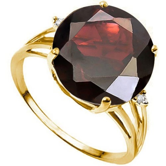 6.35 CTW GENUINE GARNET & GENUINE DIAMOND (2 PCS) 10KT SOLID YELLOW GOLD RING